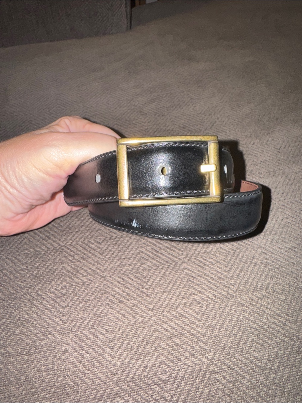 Boys Black Belt with Brass Buckle Youth M